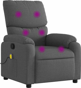 vidaXL Sill&oacute;n De Masaje Reclinable De Tela Gris Oscuro Vidaxl
