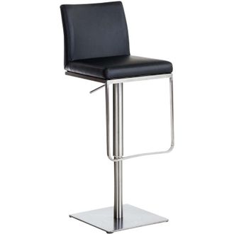 Clp Sgabello da bar Panama con rivestimento in similpelle nero acciaio inossidabile