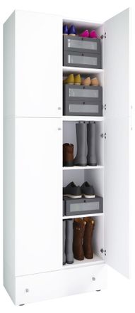 ebuy24 Gabinete De Zapato De Madera Vcm Dimensiones: Al. 200 X An. 70 X T. 39 Cm Armario Multiusos 5 Compartimentos 4 Puertas Giratorias Caj&oacute;n Adicional- Lon