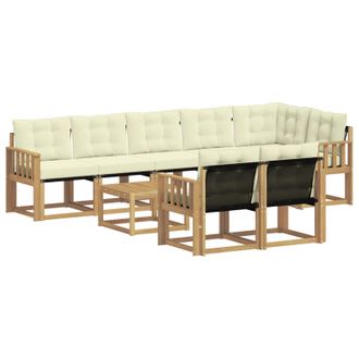 vidaXL Conjunto De Sof&aacute;s De Exterior Con Coj&iacute;n 9 Pcs Blanco Y Crema Vidaxl