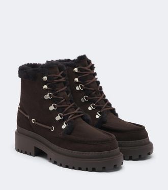 Yves Salomon Botas con cordones de ante con borrego