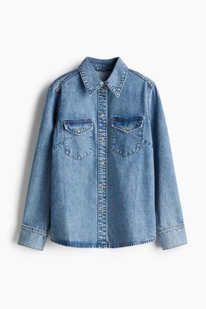 H&M Hemdbluse aus Denim - Helles Denimblau