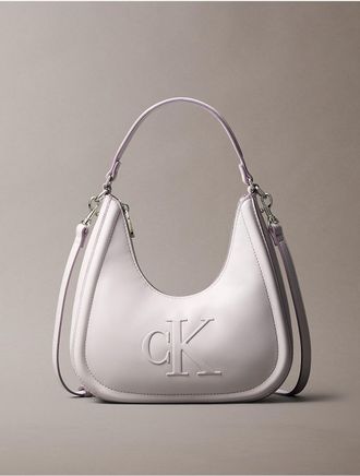 Calvin Klein Womens Embossed Monogram Crescent Bag - Purple