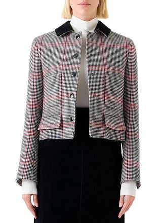 Akris Houndstooth Jacket In Blk/whit/red