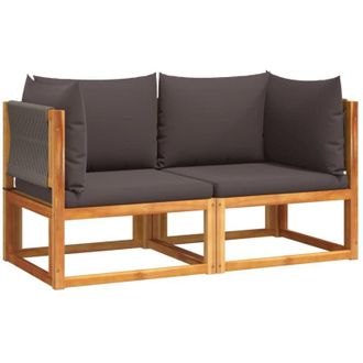 vidaXL Sof&aacute;s De Jard&iacute;n Esquineros Con Cojines, 2 Unidades, Madera De Acacia Y Cuerda Vidaxl