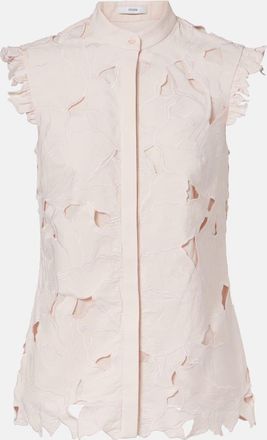Erdem Embroidered floral cotton-blend top