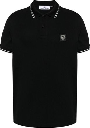 Stone Island Black Polo Shirt In Cotton