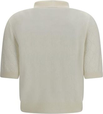 Balmain Womens White Wool Oves Aries Polo Shirt