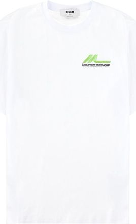 Msgm White Logo Crew Neck T-Shirt