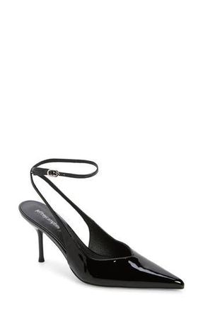 Jeffrey Campbell Executive Ankle Strap Pointed Toe Slingback Pump in Black Patent at Nordstrom Rack, Size 8.5