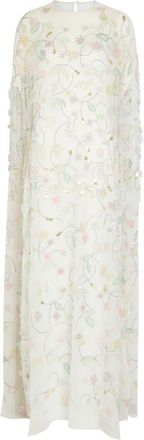 Bernadette Bernadette Elenore Floral-appliqu&eacute;d Chiffon Maxi Dress - White - 42 (UK14 / L)