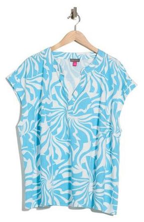Vince Camuto Split Neck Cap Sleeve Top in Nile Blue at Nordstrom Rack, Size 3X