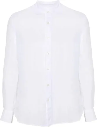 120% Lino band-collar linen shirt - men - Linen/Flax - XXXL - White