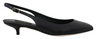 Dolce & Gabbana Black Leather Slingbacks Heels Pumps Womens Shoes