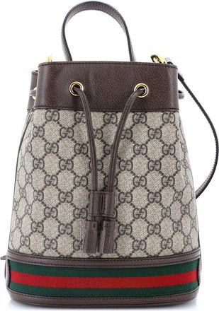 Gucci Brown Gg Coated Canvas Ophidia Bucket Bag Small (Authentic Pre-Loved)
