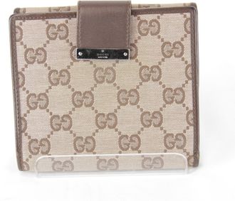 Gucci Brown Gg Canvas Leather Wallet (Bi-Fold) (Pre-Owned)