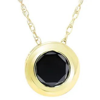 Pompeii3 1/2ct Black Diamond 14K Yellow Gold Solitaire Pendant