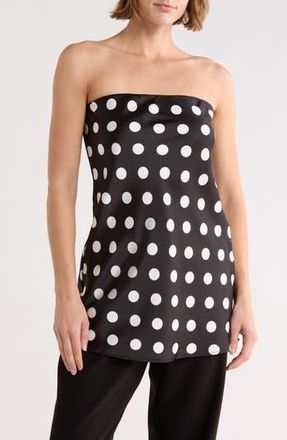 Renee C Polka Dot Strapless Tunic Top in Black at Nordstrom Rack, Size X-Small