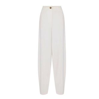 Elisabetta Franchi Wide Trousers, female, White, Size: XL Lightweight crepe fabric trousers
