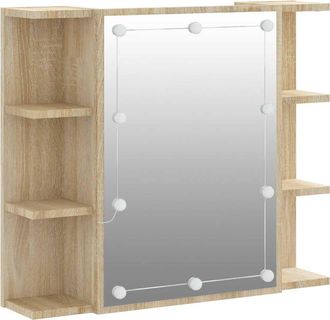 vidaXL Mueble Con Espejo Y Luces Led Roble Sonoma 70x16,5x60 Cm Vidaxl