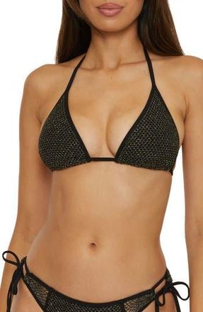 BECCA by Rebecca Virtue Network Triangle Bikini Top in Black at Nordstrom Rack, Size Medium