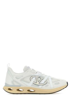 Valentino Garavani White Leather And Fabric V Logo Easy Jog Sneakers