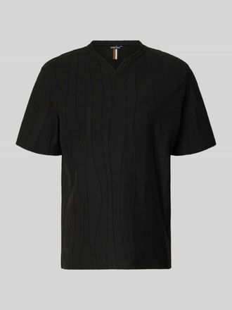 Antony Morato T-Shirt mit Strukturmuster und V-Ausschnitt in Black, Gr&ouml;&szlig;e XXL