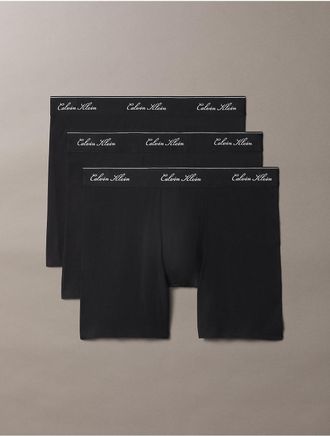Calvin Klein Mens Icon Cotton Stretch Script 3-Pack Boxer Brief - Black - XL