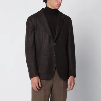 Santaniello Blazer monopetto marrone motivo Principe di Galles