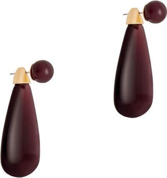 Reiss Perla Polished Teardrop Earrings in Gold Tone /Burgundy at Nordstrom