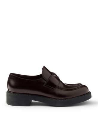 Prada BRUSHED LEATHER LOAFERS WITH LOGO - Prada - Man