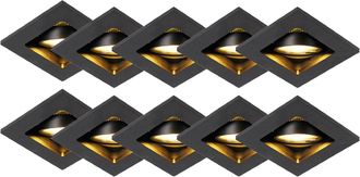 QAZQA Set de 10 focos empotrables negros wifi gu10