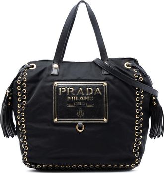 Prada Pre-owned Prada Tessuto Whipstitched Logo Oro Tassel Satchel Ladies ASYPKRNVFQUON440
