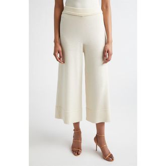 St. John Romy Legacy Crepe Kit Ankle Wide Leg Pants in Ecru at Nordstrom, Size X-Large