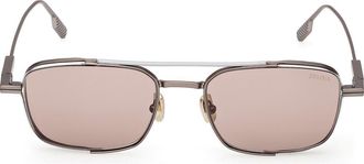 Ermenegildo Zegna 54mm Rectangular Sunglasses in Aniline/palladium/brown at Nordstrom