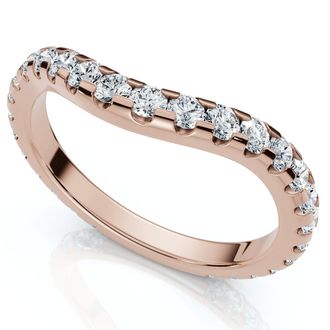 Pompeii3 3/4Ct Curved Pave Diamond Wedding Anniversary Ring 14k Gold Lab Grown
