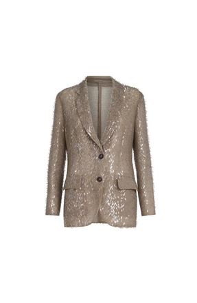 Brunello Cucinelli Dazzling Embroidery blazer in Rope at Nordstrom, Size 46 It