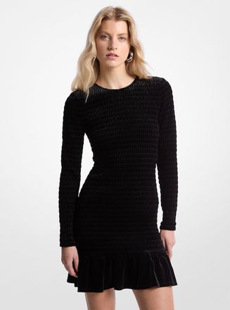 Michael Kors Smocked Stretch Velvet Dress