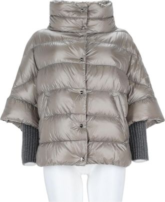 Herno Puffer-Style Jacket with High Collar and Ribbed Knit Cuffs