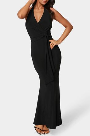 Bebe Womens Surplice Drape Maxi Dress