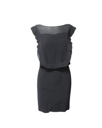 Sandro Pleated Bib Sheath Dress in Black Viscose