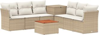 vidaXL Juego De Sof&aacute; 8 Uds. Beige Y Blanco Crema Vidaxl