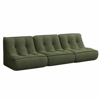Oviala Conjunto de 3 sillones de tela, 240 x 90 x 70 cm, color verde