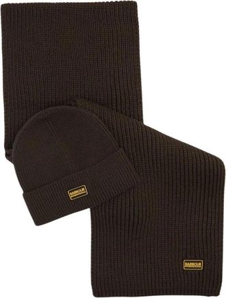 Barbour Sweeper Legacy Muts & Sjaal Cadeauset - Heren - Wintersjaals - Bruin - ONE Size - Accessoires