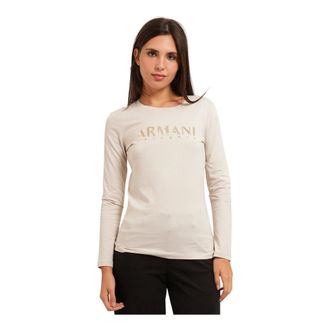 A|X Armani Exchange Tops, Dames, Beige, XS, Katoen, Long Sleeve Jersey Top
