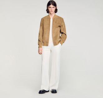 Sandro Zip-up split leather jacket