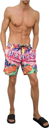 Philipp Plein Lange Zwembroek Tutti Frutti Fantasia - Heren - Strandmode - Veelkleurig - L - Polyester - Badmode