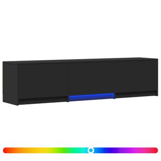 vidaXL Mueble De Tv Con Led Con Led Con Caj&oacute;n Negro 165 X 34 X 40 Cm Vidaxl