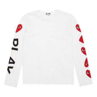Comme Des Gar&ccedil;ons (WMNS) COMME des GARCONS PLAY 5 Hearts Long Sleeves Tee White AZ-T261-051-1