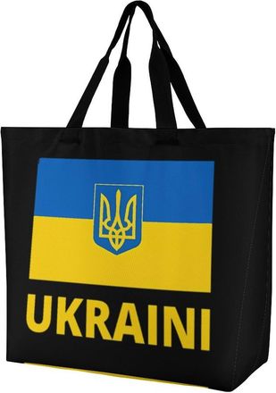 Generic Ukrainian Flag Reusable Shopping Bags Large Capacity Grocery Bag Heavy Duty Tote for Women 40x40x16cm